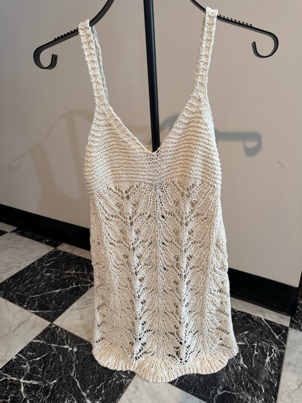 L*SPACE Lisola Crochet Cover-Up XS Cream Boho Beach Tunic Tank SOLD OUT Resort